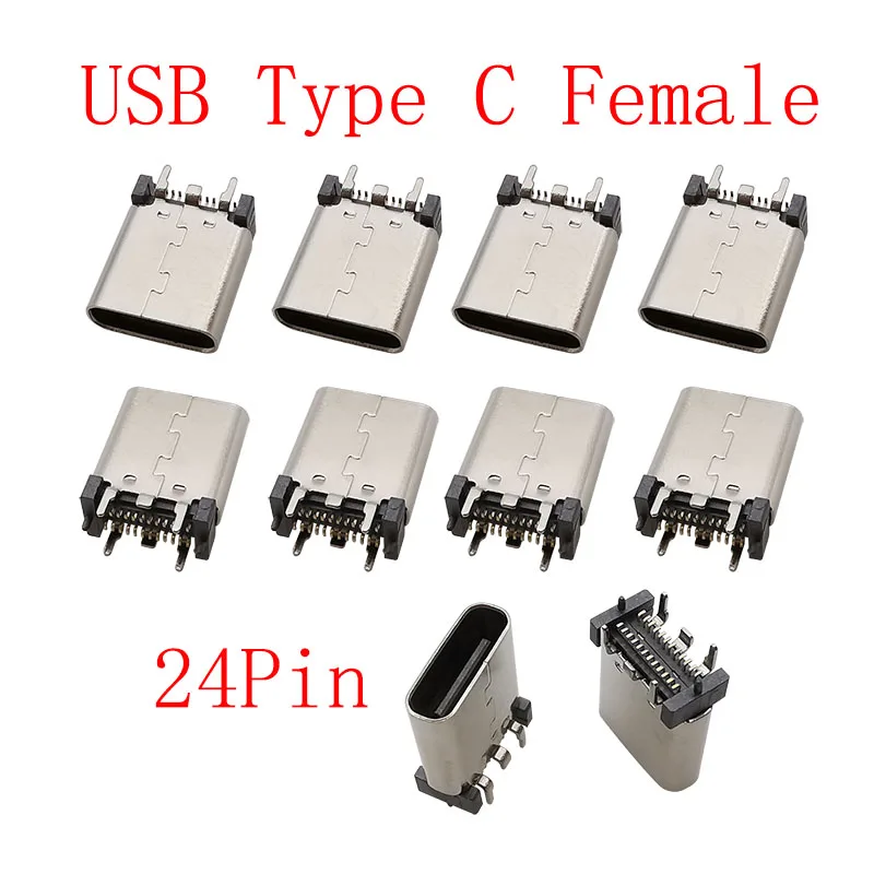 10Pcs USB Typ C 2/6/16/24 Pin Stecker Weibliche Jack Lade Port SMD SMT PCB Solder DIY Reparatur USB-C Typ-C Buchse Anschlüsse