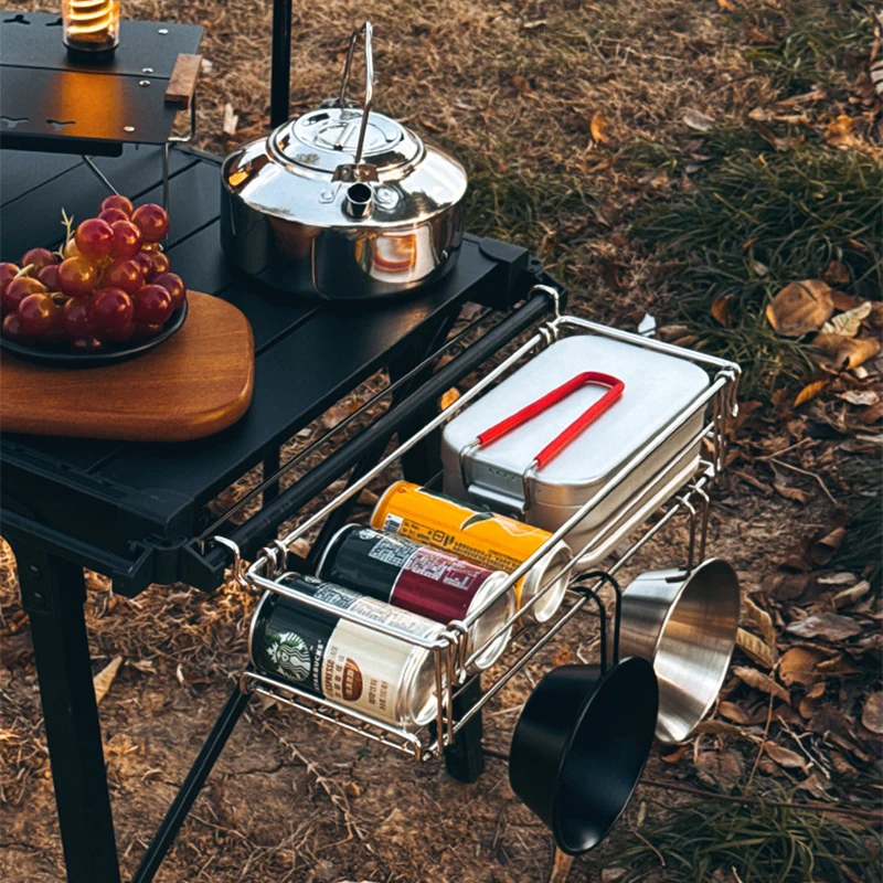 1 قطعة منظم رف مكتب من الألومنيوم قابل للطي ، سلة تخزين معلقة محمولة للتخييم على الطاولة والمكتب