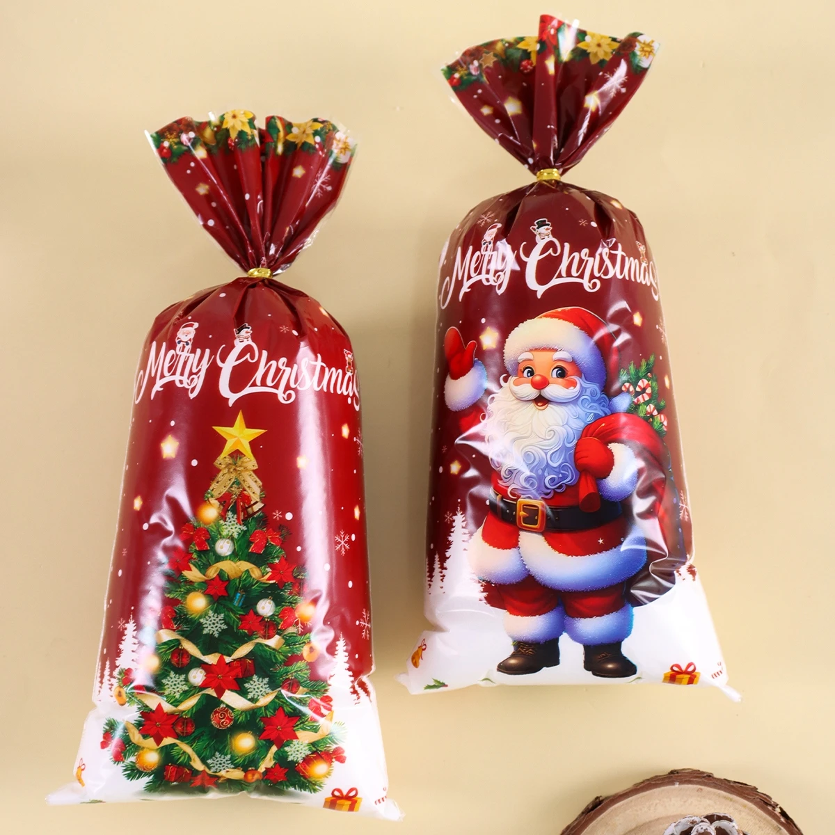 25/50/100 Stück Weihnachtsbeutel für Süßigkeiten, Kekse, Weihnachtsmann, Schneemann, Geschenktüten, Weihnachtsdekoration, 2025, Winterurlaub, Partygeschenke, Geschenke – Detail 1