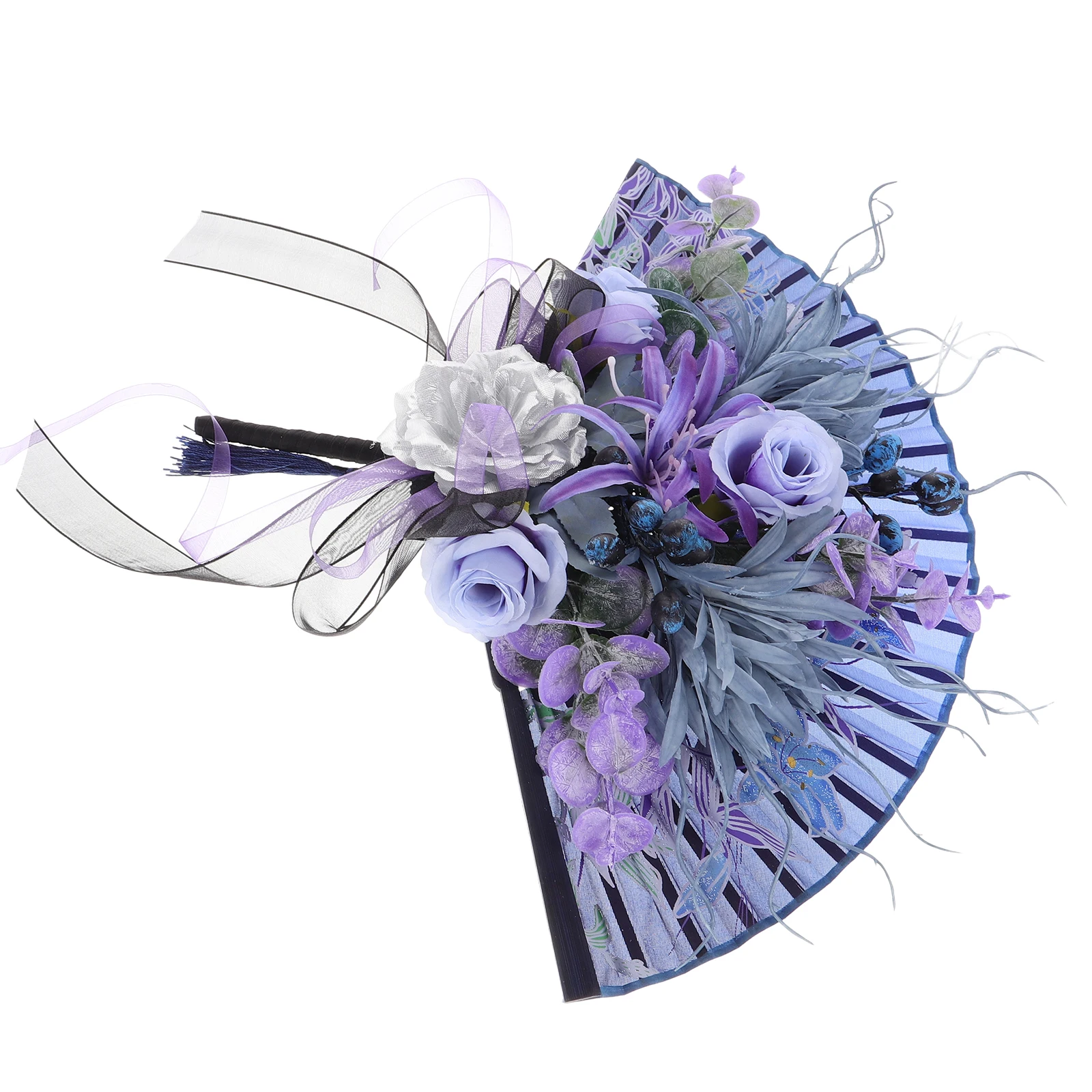 

Exquisite Artificial Flower Bridal Bouquet Wedding Bride Bridesmaid Hold Chinese Fan Accessories Cheongsam Decoration Reusable