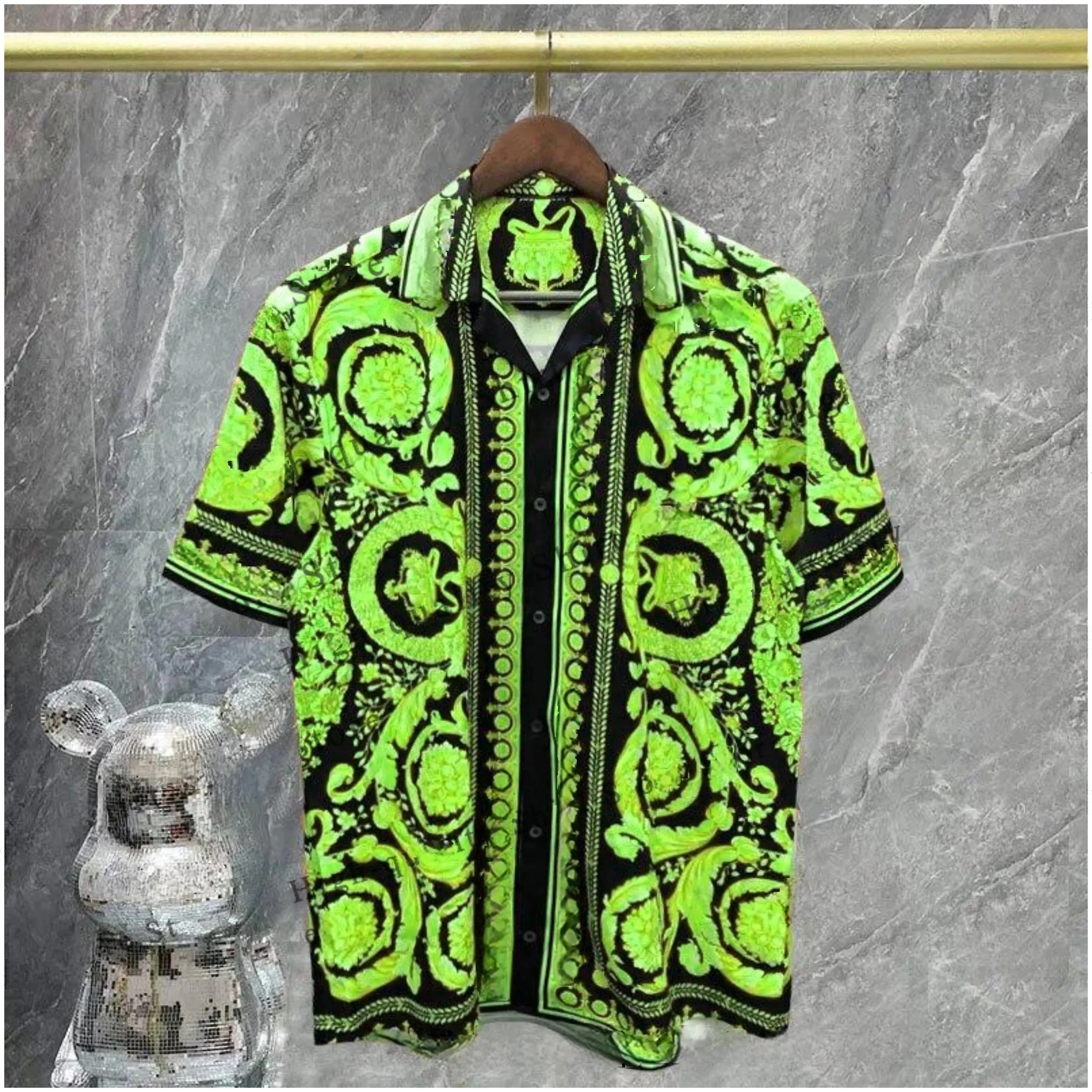 Camisa masculina de luxo manga curta botão para baixo camisa masculina real camisa de seda macia camisa masculina venda quente camisa real