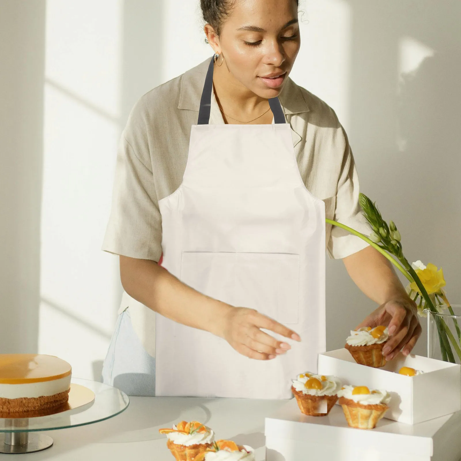 

Waterproof Apron For Adults Large Pocket Pvc Cooking Apron Kitchen Chef Garden Laundry Workwear Dishwashing Bib