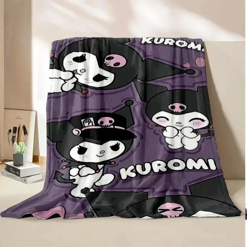 

Hot Sanrio Kuromi HD Cute Printed Flannel Thin Blanket.Four Season Blanket.for Sofa,bed,living Rooms,travel Picnic Blanket