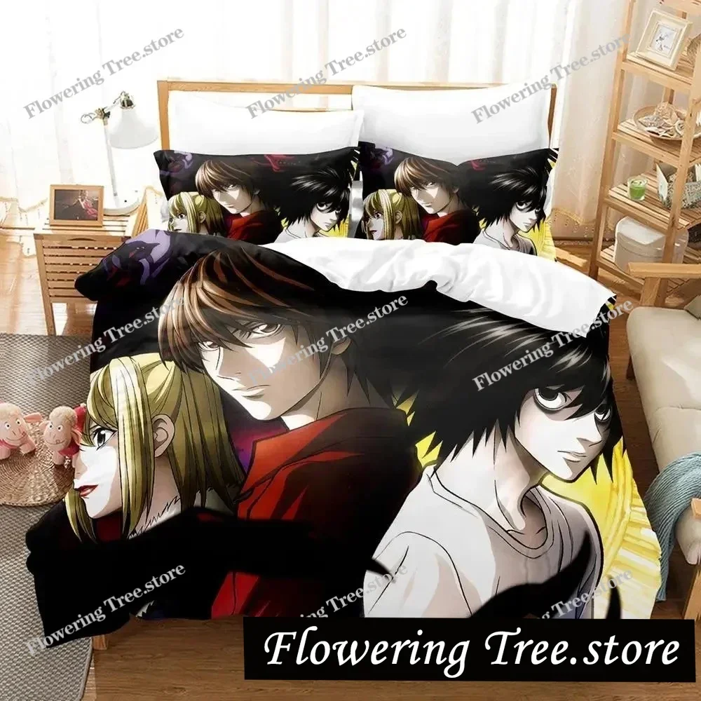 

3D Print Death Anime Note Bedding Set Boys Girls Twin Queen King Size Duvet Cover Pillowcase Bed boys Adult Home Textileextile