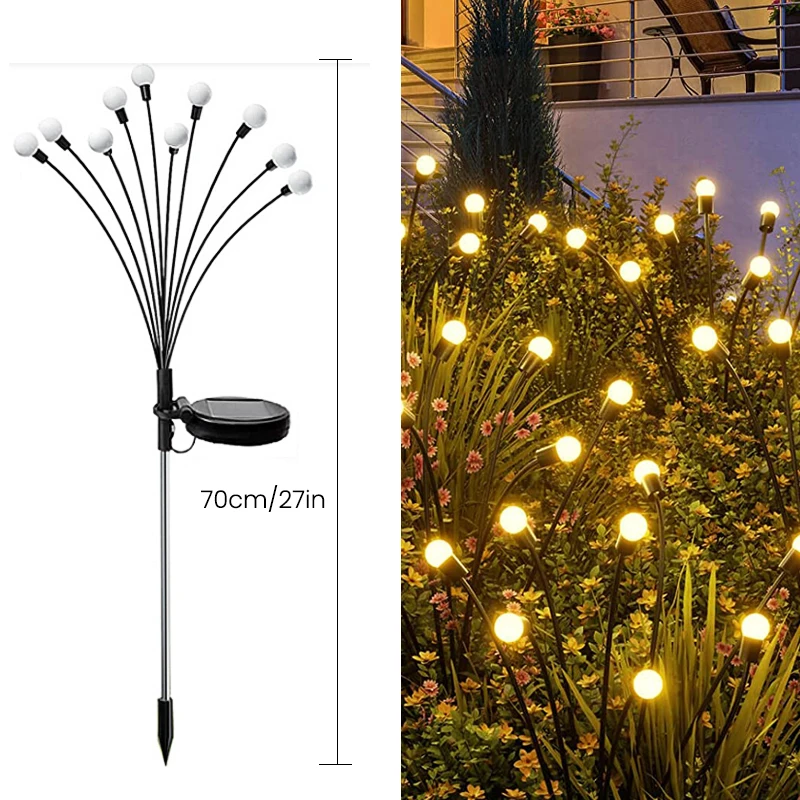 Lámpara de luciérnaga LED Solar para exteriores, luz de suelo para decoración de jardín, impermeable, césped para el hogar, luz de fuegos artificiales, piso de Navidad