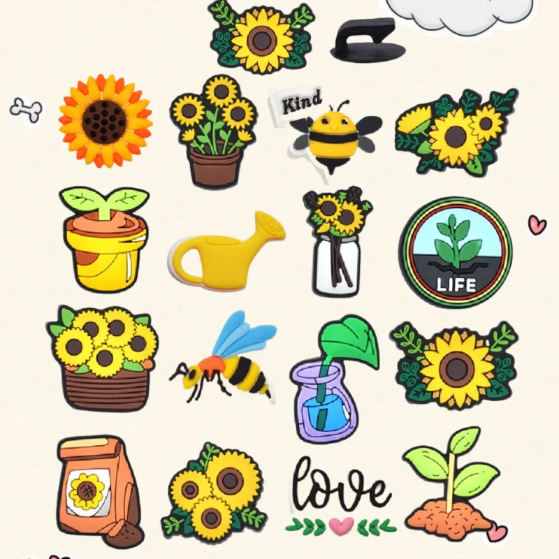 

16Pcs Garden-Themed Shoe Charms for Sandals Clogs Men Women Kids Jeans Decorative Pins Badges Boys Girls Buckle Shoe Accessories