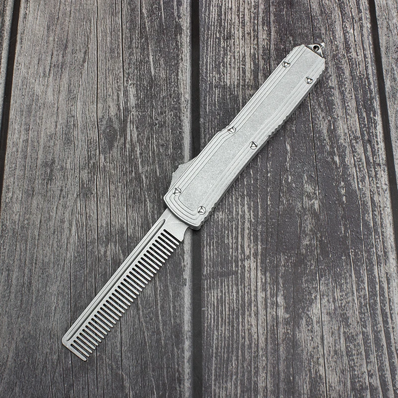 UT Tactical Beard Comb Custom OTF Excellently Designed Stone Washed Aviation Aluminum Handle Pocket Cool EDC Tools