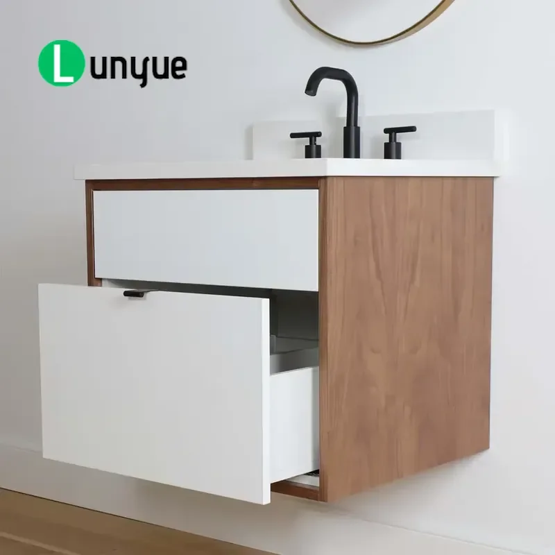 Wall Mount Floating Bathroom Vanity Cabinet Glossy White with Drawer Traditional Style Sink Base for Bathroom