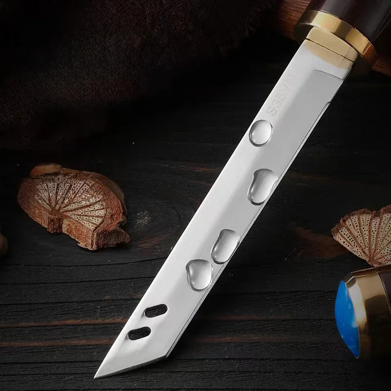 1pc Stainless steel sharp fruit knife, portable EDC pocket knife, multi-purpose steak knife and cutting knife, BBQ knife