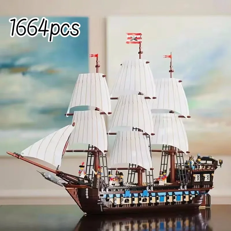 2025 NEUE Piraten Imperial Karibik Bausteine Set Flaggschiff Modell Kompatibel 10210 Spielzeug Für
