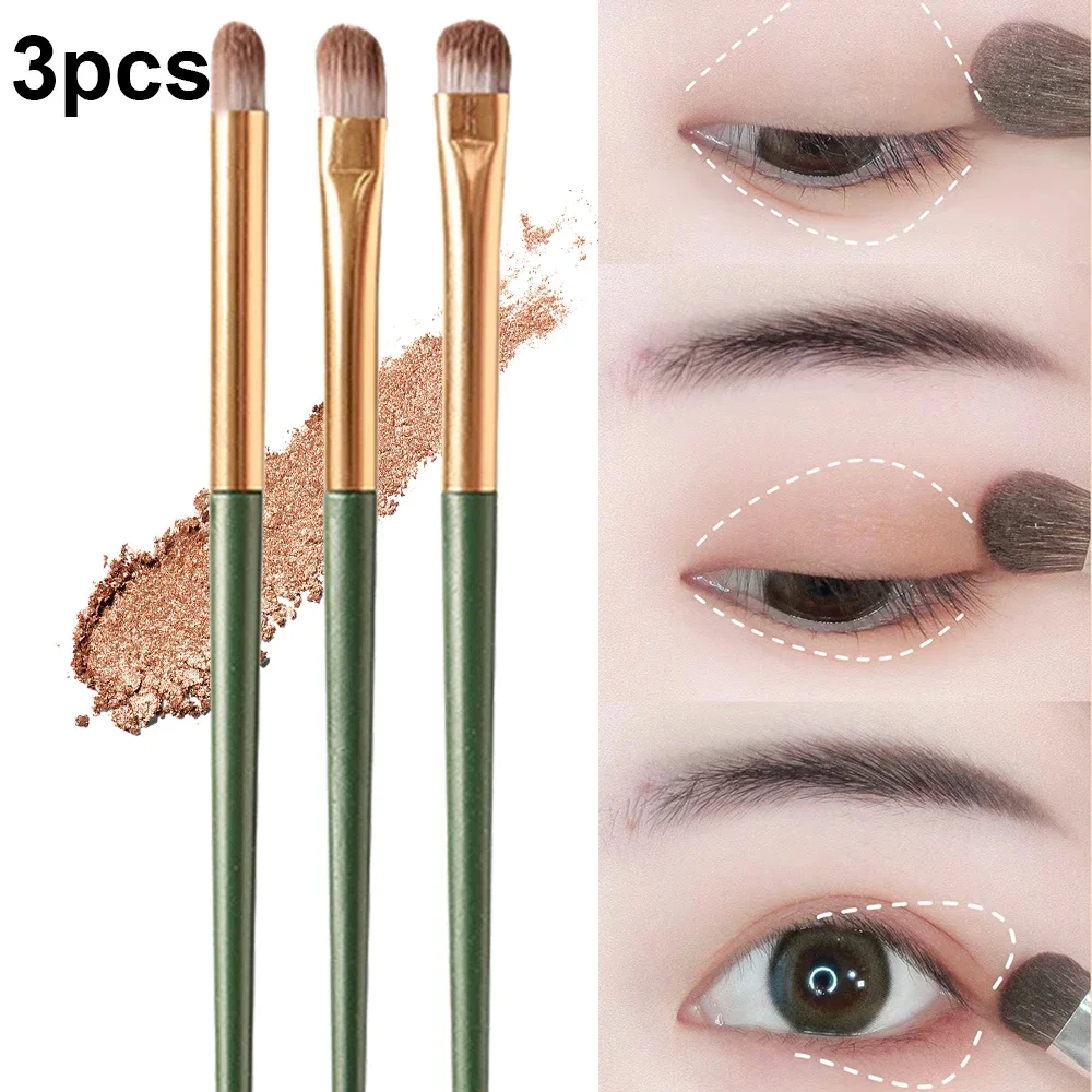 3PCS Eye Shadow Detail Brushes Blending Tool Set Cosmetic Highlighter Lying Silkworm Smudge Soft Hair Brush Blush Beauty Makeup