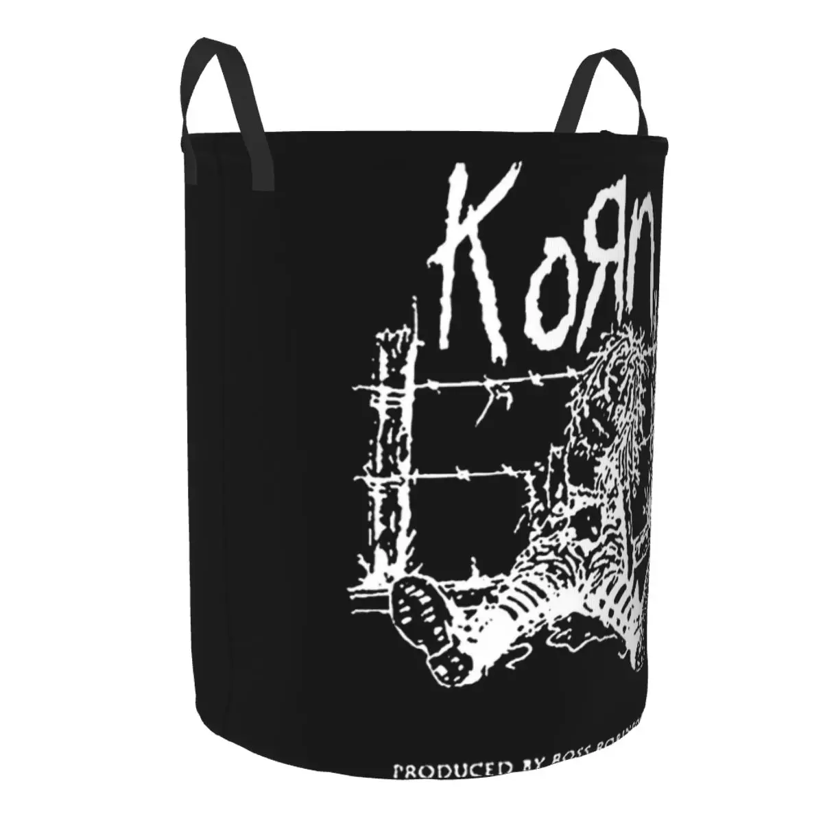 Custom Korns Heavy Metal Music Hard Rock Roll Laundry Basket Foldable Band Clothes Hamper for Nursery Kids Toys Storage Bin