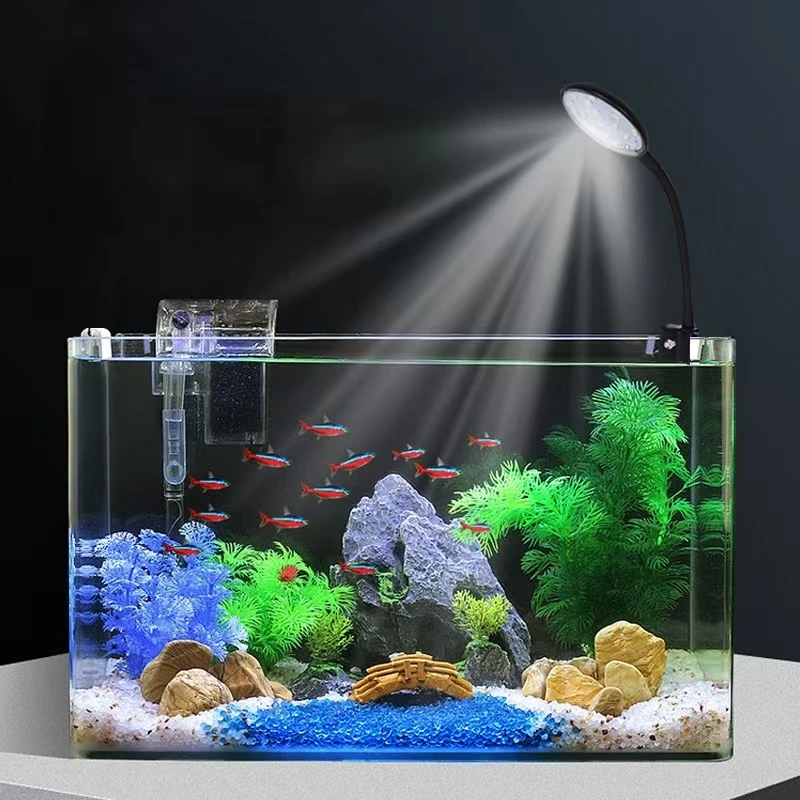 USB Aquarium LED Lamp Fish Tank Light Decor Aquatic Plant Multiple Modes Dimmable Lightness Full Spectrum Mini Clip Light 5V