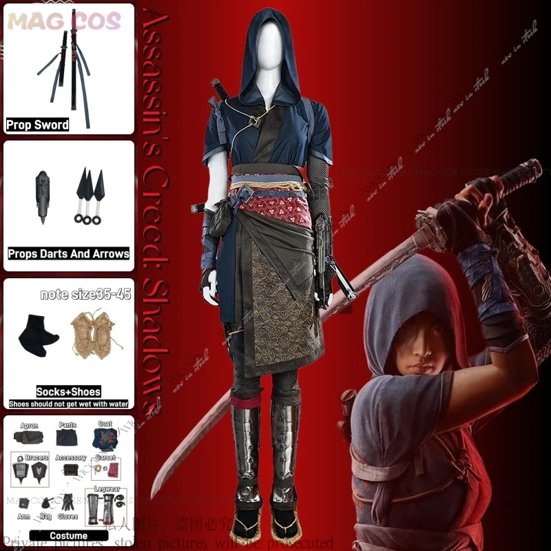 Assassin's Cos Creed: Game Shadows New Cosplay Costume Props Sword Darts And Arrows Socks Shoes Straw Sandals Ninja Woman