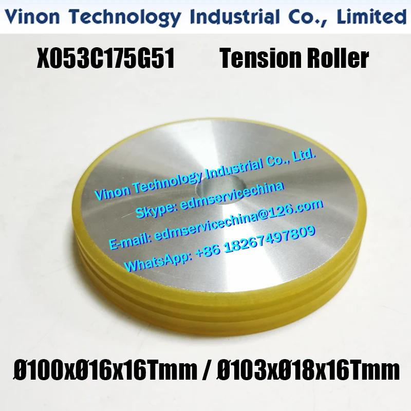 

X053C175G51 edm Urethane Tension Roller M440 Size one: Ø100xØ16x16tmm, Size two: Ø103xØ18x16tmm X053C175G51
