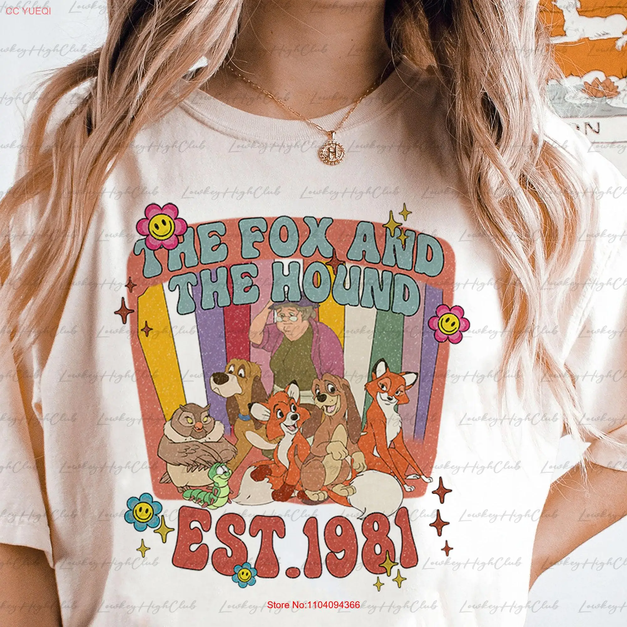 Vintage The Fox and Hound Est 1981 T Shirt Characters Copper Tod Vixey Group Matching long or short sleeves