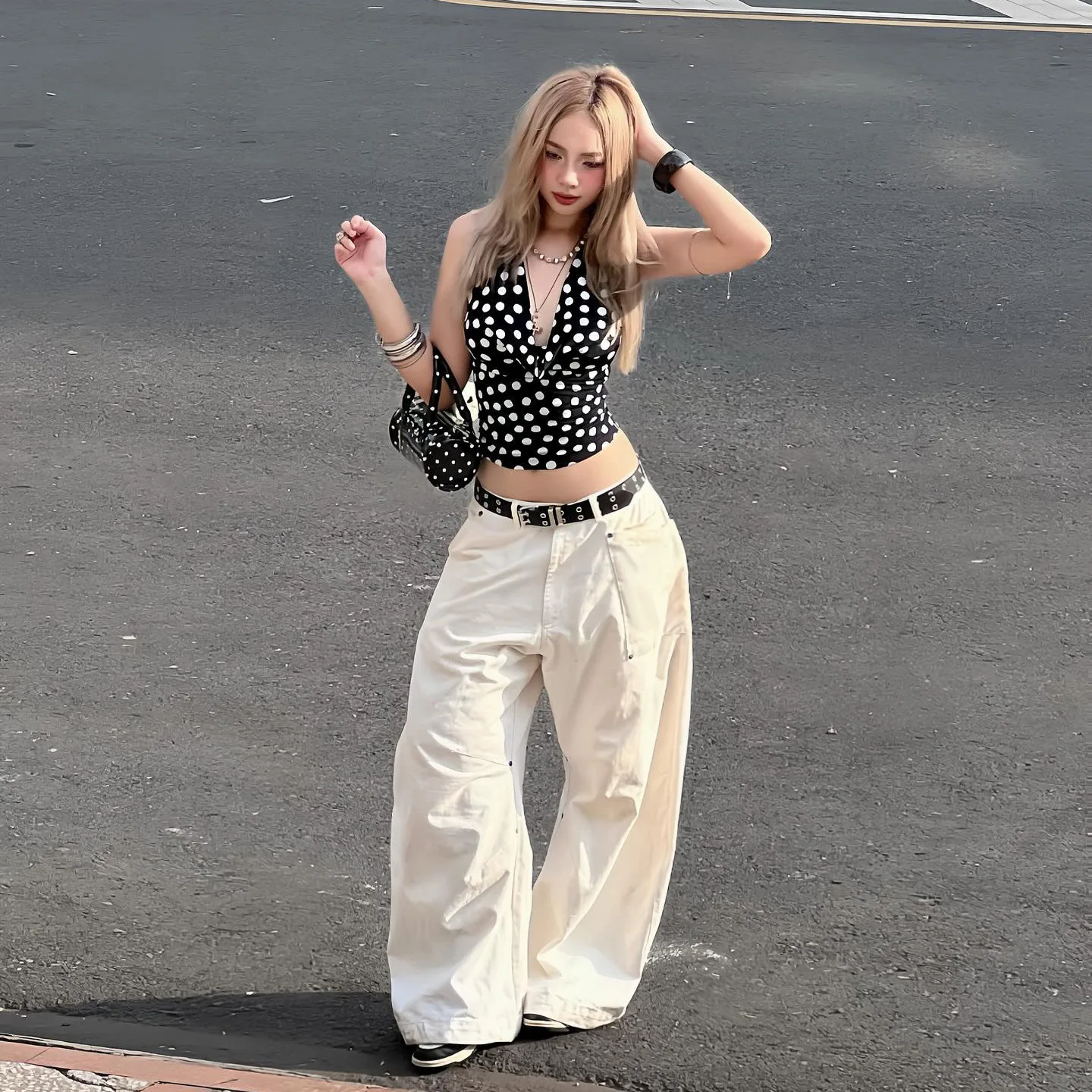 Jean en Denim taille basse pour femmes, jambes larges, ample, amincissant, couleur Pure, tissu drapé décontracté, coupe droite, sans étirement