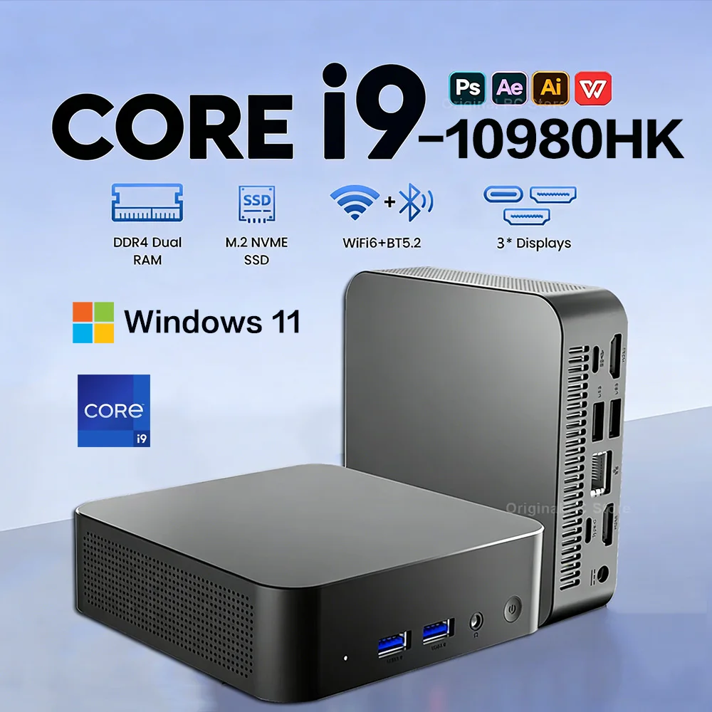 Core I9 10980hk Mini PC Windows 11 32GB DDR4 512gb 1TB 2TB SSD Portable
