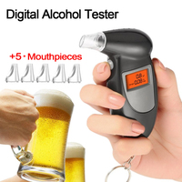 Handheld LCD Screen Digital Breath Alcohol Detector Breathalyzer Alcohol Tester Display For Safety Driving With 5 Mouthpieces