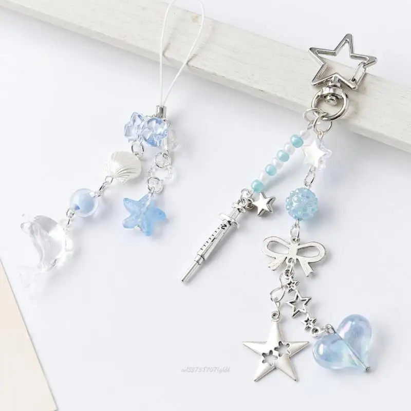 

X5XA Сумка с нежными бантиками, очаровательная модная цепочка для ключей в виде дельфина, сумка-подвеска, металлический брелок к