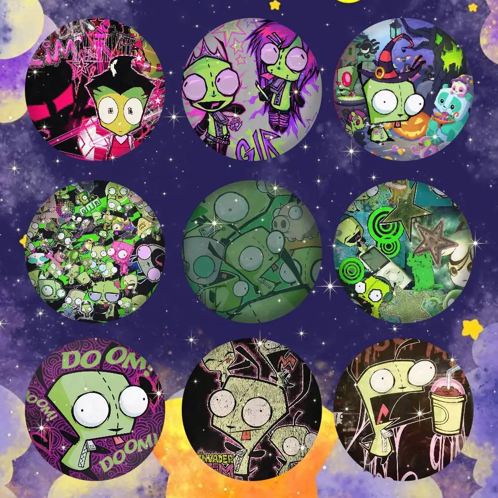 I-invader zim gir Tinplate Brooch  Figure Icon Badge Handmade Brooches for Backpack Clothes Decoration