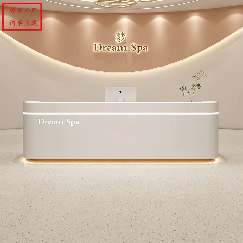 Simple front desk checkout page imitation marble pattern baking paint beauty salon front desk clothing store office reception de