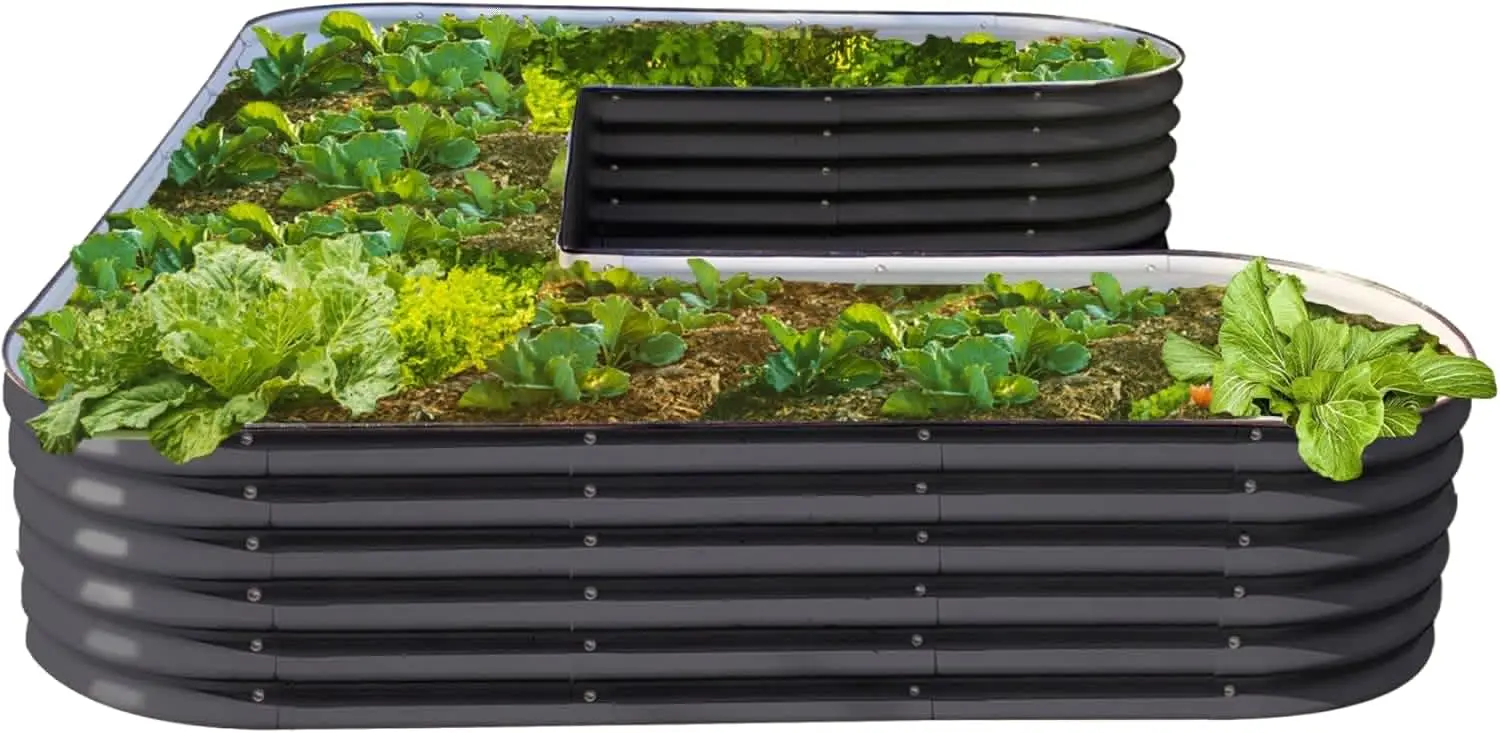 

Vego garden 17" Tall U-Shape Raised Garden Bed Metal Raised Planter Bed for Vegetables Flowers Ground Planter Box, Large Size