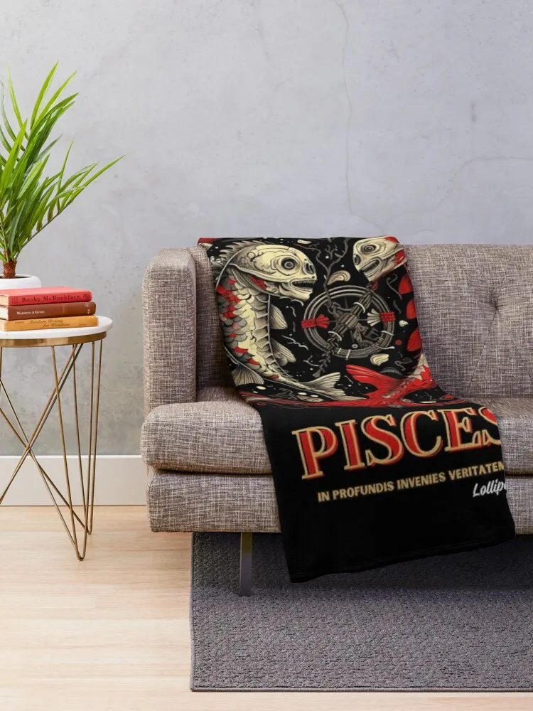 Dark Zodiac Pisces: The Enigmatic Depths Throw Blanket Luxury Throw Custom Cute Plaid Luxury Designer Blankets