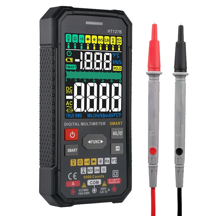 MAYILON Ht127b Smart Digital Multimeter Tn Display 6000 Counts Mini Color Lcd 3 Result Pocket Voltmeter Voltage Meter