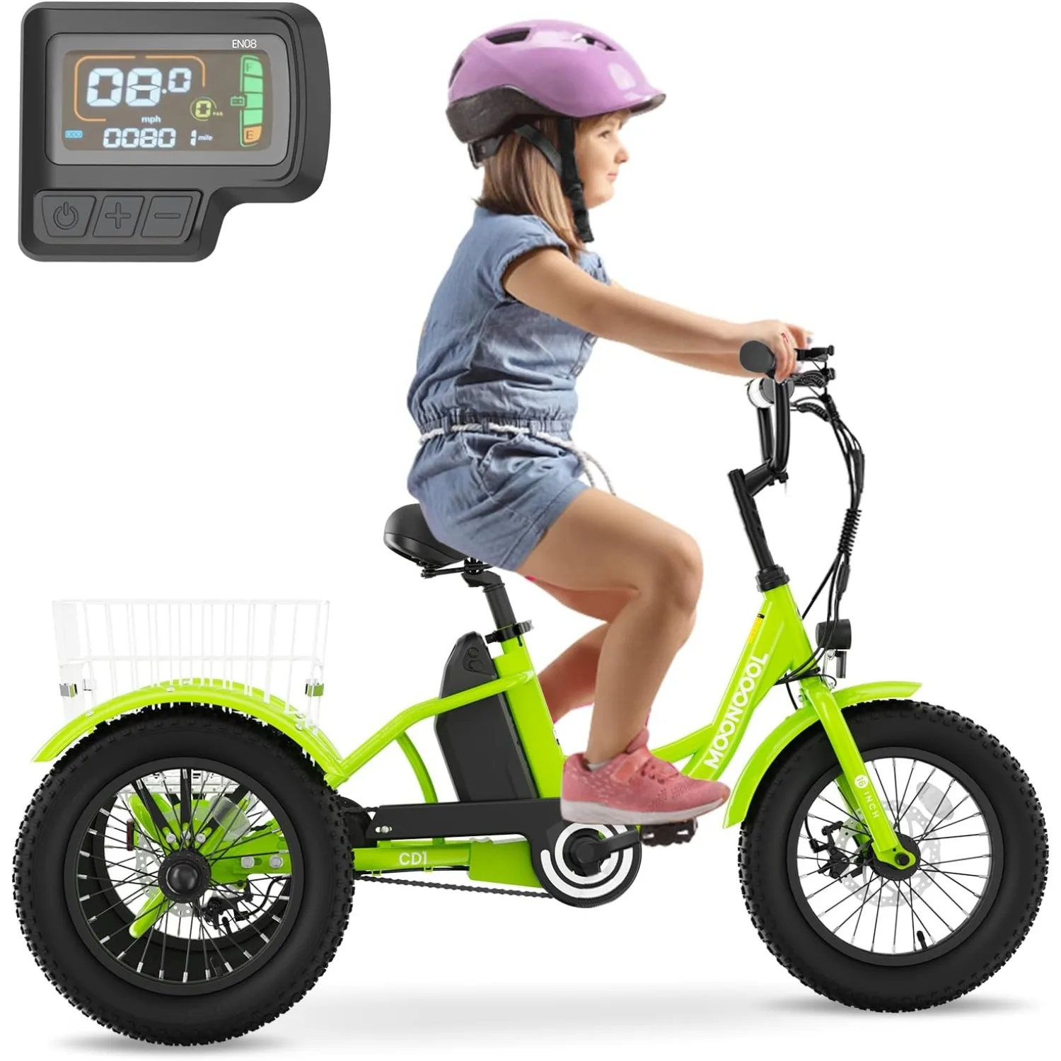 

Электрический трицикл для начинающих, 16-дюймовые шины 3.0 Fat Tire, 3-колесный электровелосипед, 250 Вт, алюминиевый, на заказ