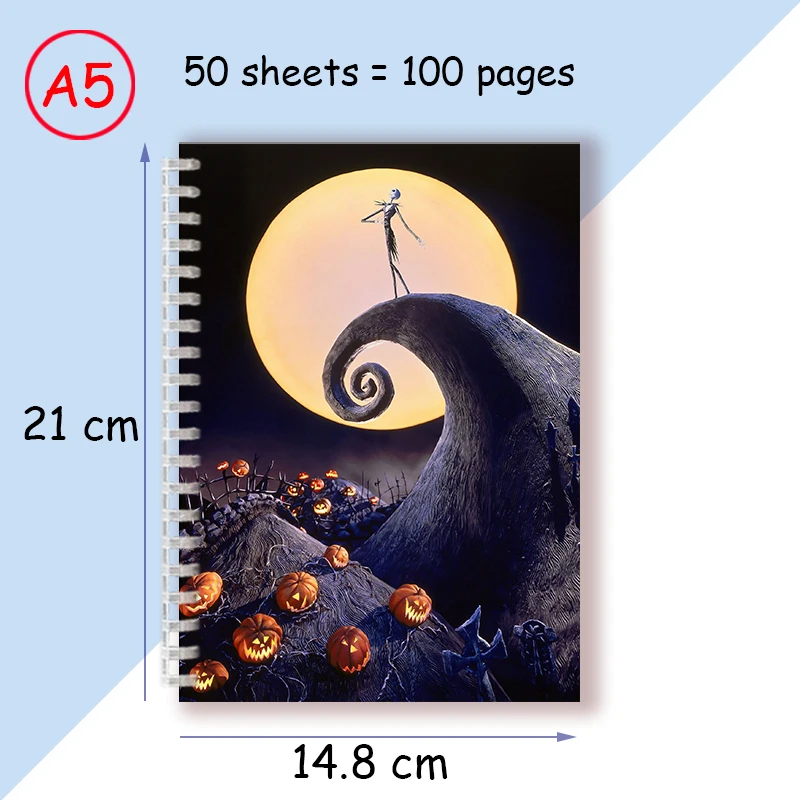 A5 Notebook Spiral Note Book Chilling Nightmare Before Christmas Quotes Halloween Theme Jack Skelington Sally Poster Cosplay