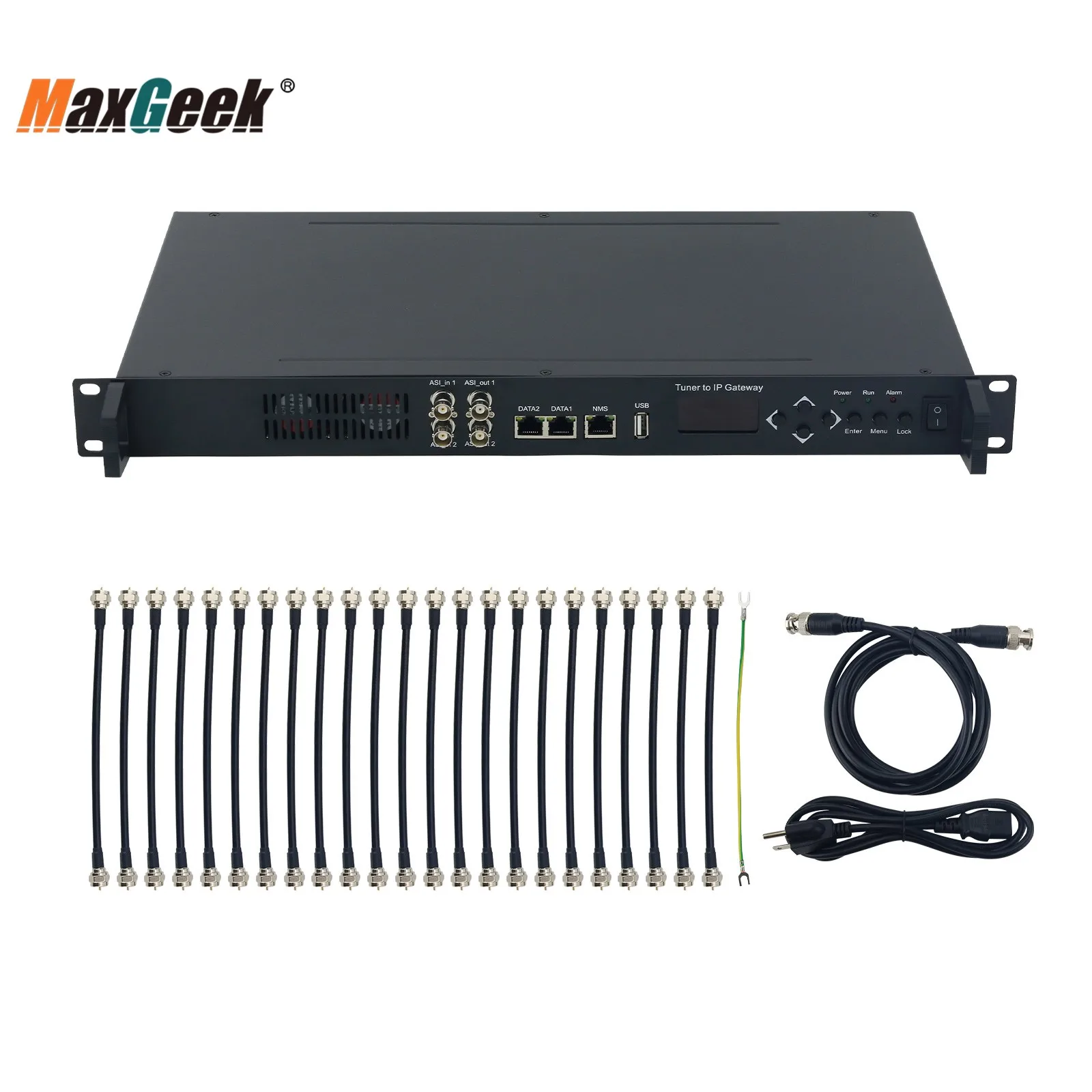 Maxgeek 3508B-24 Tuner to IP Gateway 24 Port Tuner DVBS2 Input IP Output Demodulation Tuner Support BISS Descrambling