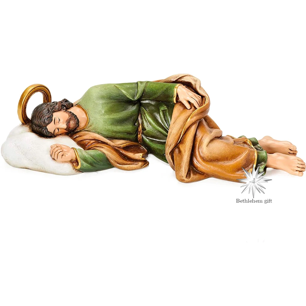 5.5cmH  Bethlehem Gifts Sleeping Saint Joseph Resin Statue Religious Sculpture Ornament Desktop Statue Home Office Decor