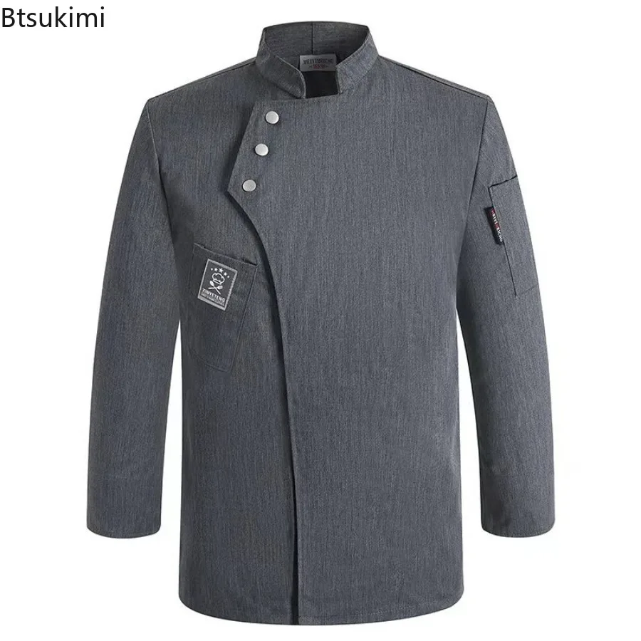 Cafe Chef Work Uniforms Men Women Short and Long Sleeve Chef Coat Kitchen Hotel Breathable Stand Collar Chef Jacket with Pocket