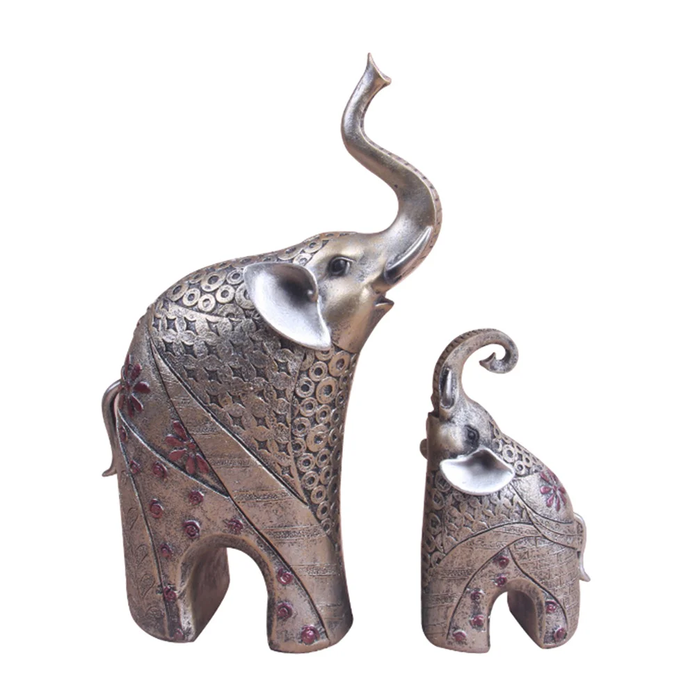 

2Pcs Geometric Elephant Resin Ornament Home Office Living Room Decoration Gift for Family Friends Kids Elephant Ornament