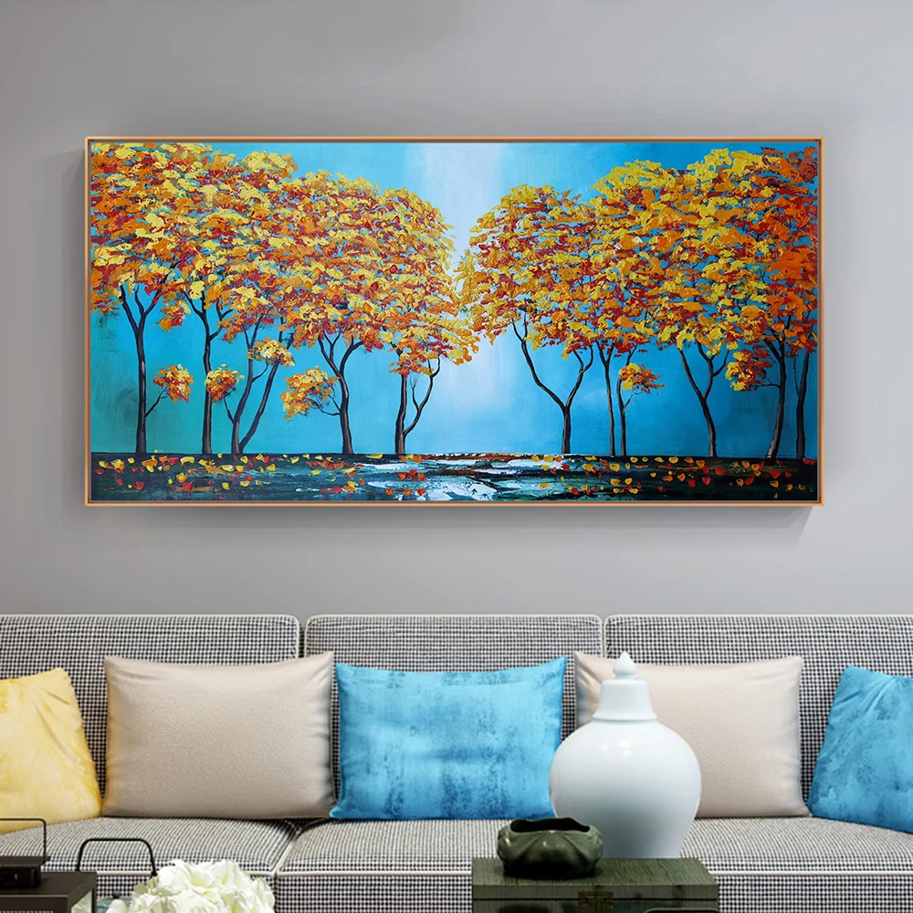 

Mintura,Handmade Modern Handpainted Landscape Wall Art Picture Living Room Home Decor Rich Tree abstract Oil Paintings on Canvas