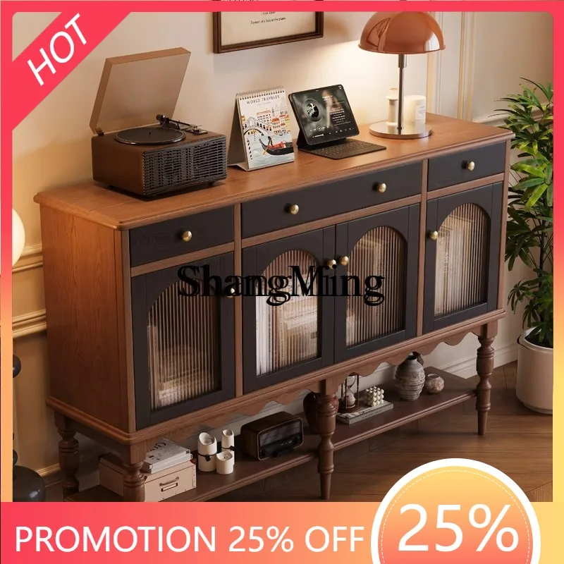 

FG style solid wood porch cabinet storage storage medieval display decorative side cabinet