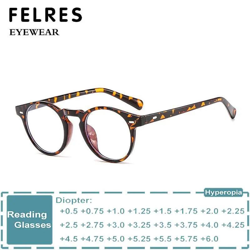 

Модные круглые очки для чтения с защитой от синего света, женские и мужские очки по рецепту, оптические очки, очки для дальнозоркости с одним фокусом