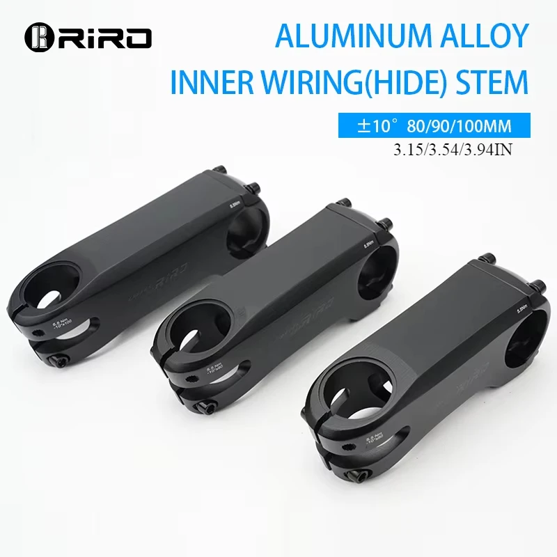 RIRO Bike Stem Internal Cable Hidden Bicycle Stem 28.6-31.8mm Aluminum Aolly Forging/CNC Handle with Spacer Road Handlebar Stem