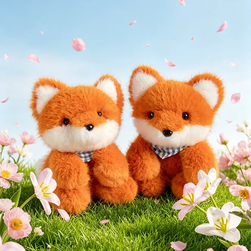 Lovely Palm Size Fox Plush Toy Soft Mini Pocket Stuffed Animal Doll Desktop Home Sofa Decoration Cute Collectible Gift