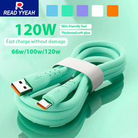 120W 6A Super Fast Charge Type-C Data Cable Skin Friendly Non-Hot Silicone Wire For Huawei Xiaomi Android Phone USB Type C Cable