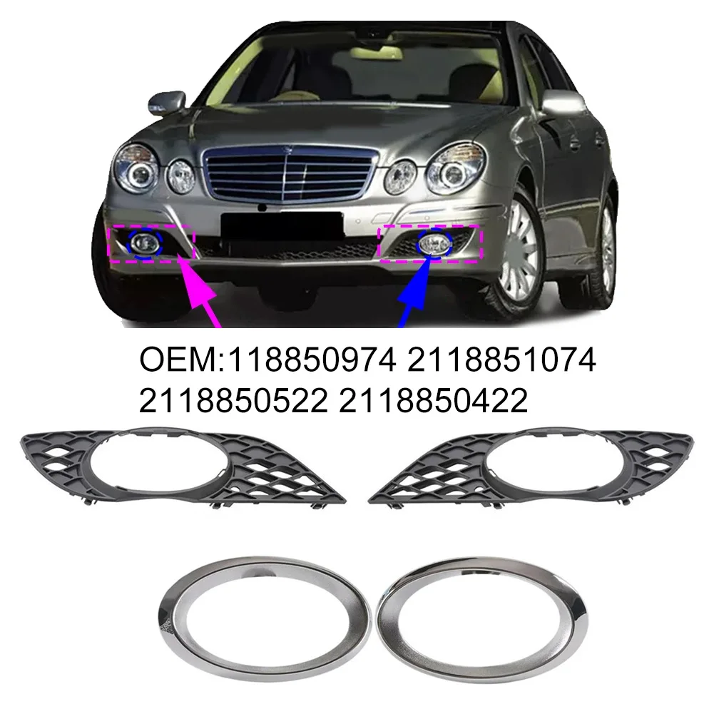 

ABS Chrome Fog Light Bezel Trim for Mercedes-For For W211 Front Bumper Direct Fit Replacement 2118850974 2118851074
