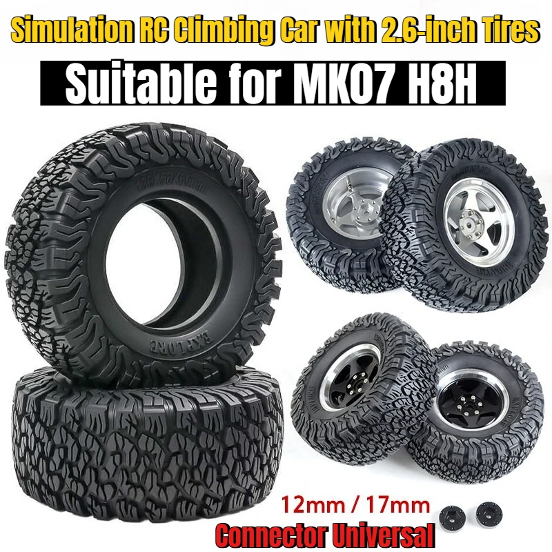 MJX H8H Heading West MK07 KM RC Car Spare Parts 2.6-inch Climbing Car Tires Metal Wheel Hub Tire Skin