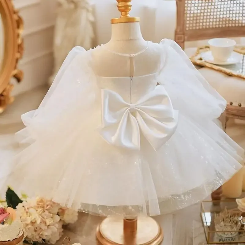 2024 White Dress Evening Occasion Embroidery Dresses for Teenager Girl Clothes Children Elegant Luxury Bridemaid Ball Gown Party