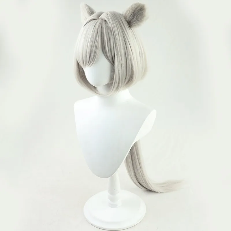애니메이션 Arknights 오로라 코스프레 가발 할로윈 카니발 파티 소품 합성 머리 내열성 섬유 + 가발 모자