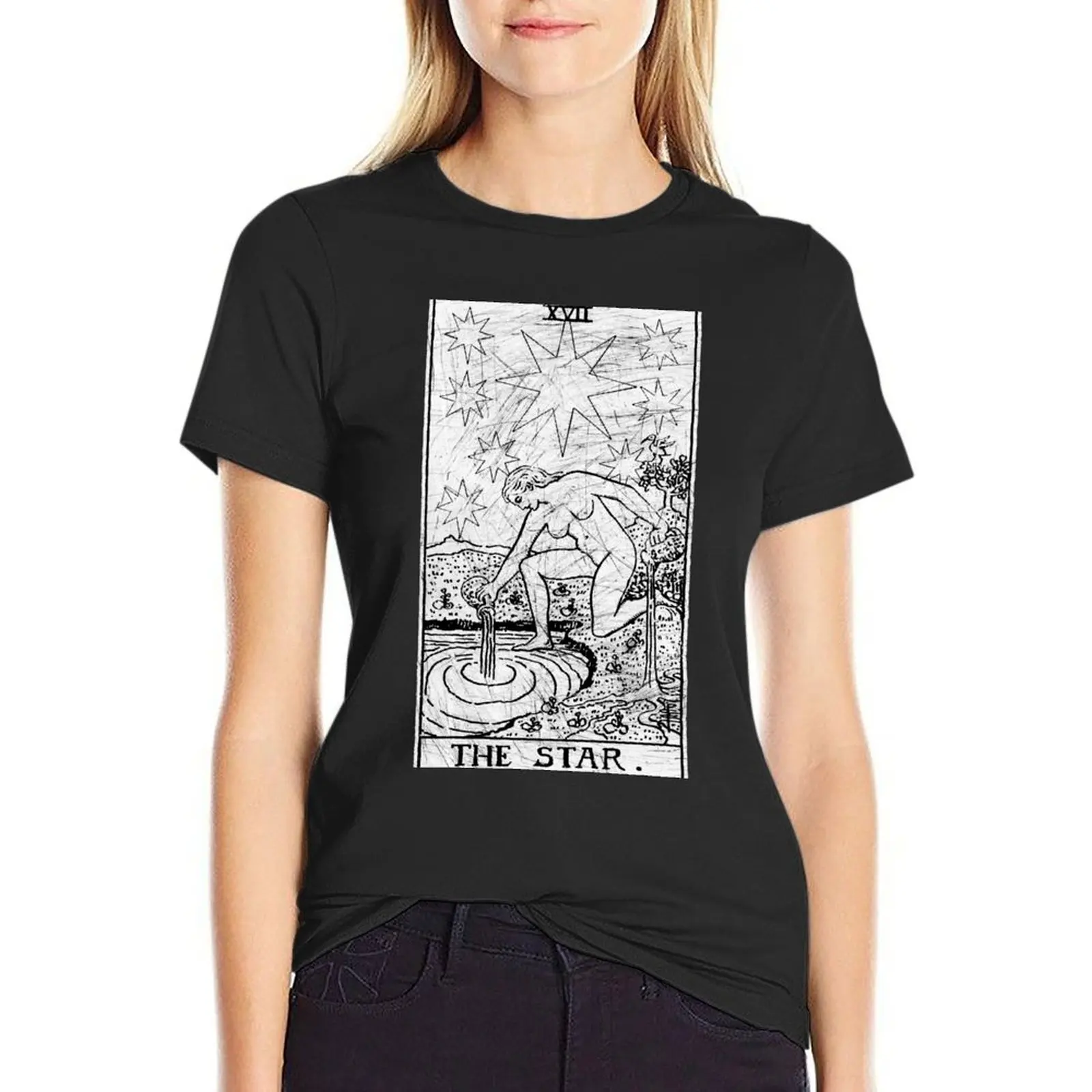 The Star Tarot Card - Major Arcana - fortune telling - occult T-Shirt blacks summer tops luxury designer clothing Women