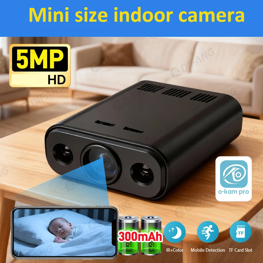 Indoor Mini Camera 5MP HD Video Voice Mini Dv Recorder Portable Nanny Cam Covert Security Camera For Office Home Baby Monitor