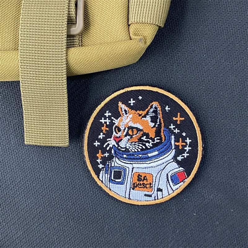 AstronsomKitty-Patchs brodés, autocollant d'insigne de moral, crochet et boucle, vêtements de sac à dos, accessoire décoratif, gardien militaire