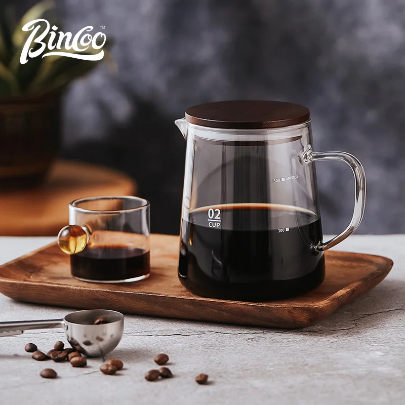 Bincoo-Coffee Server Cup, Heat Resistant Glass Pitcher with Lid, Hand Made Large Teapot, Multiuse Jugs, Milk Juice