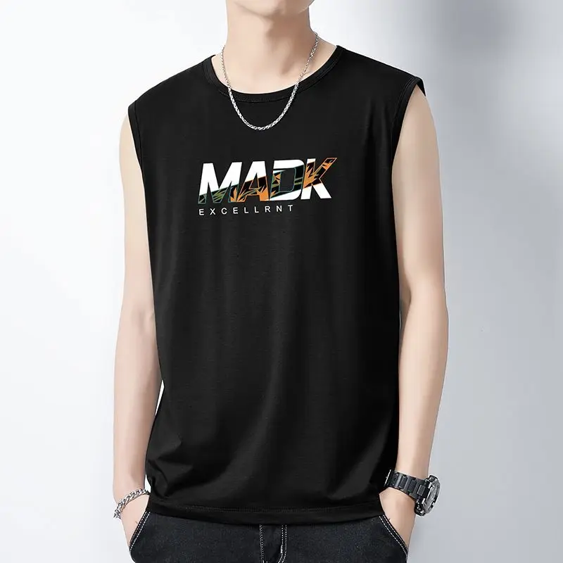 Men's Sleeveless Tank Top With Bold Letter Print Casual Summer Wear For Sports And Daily